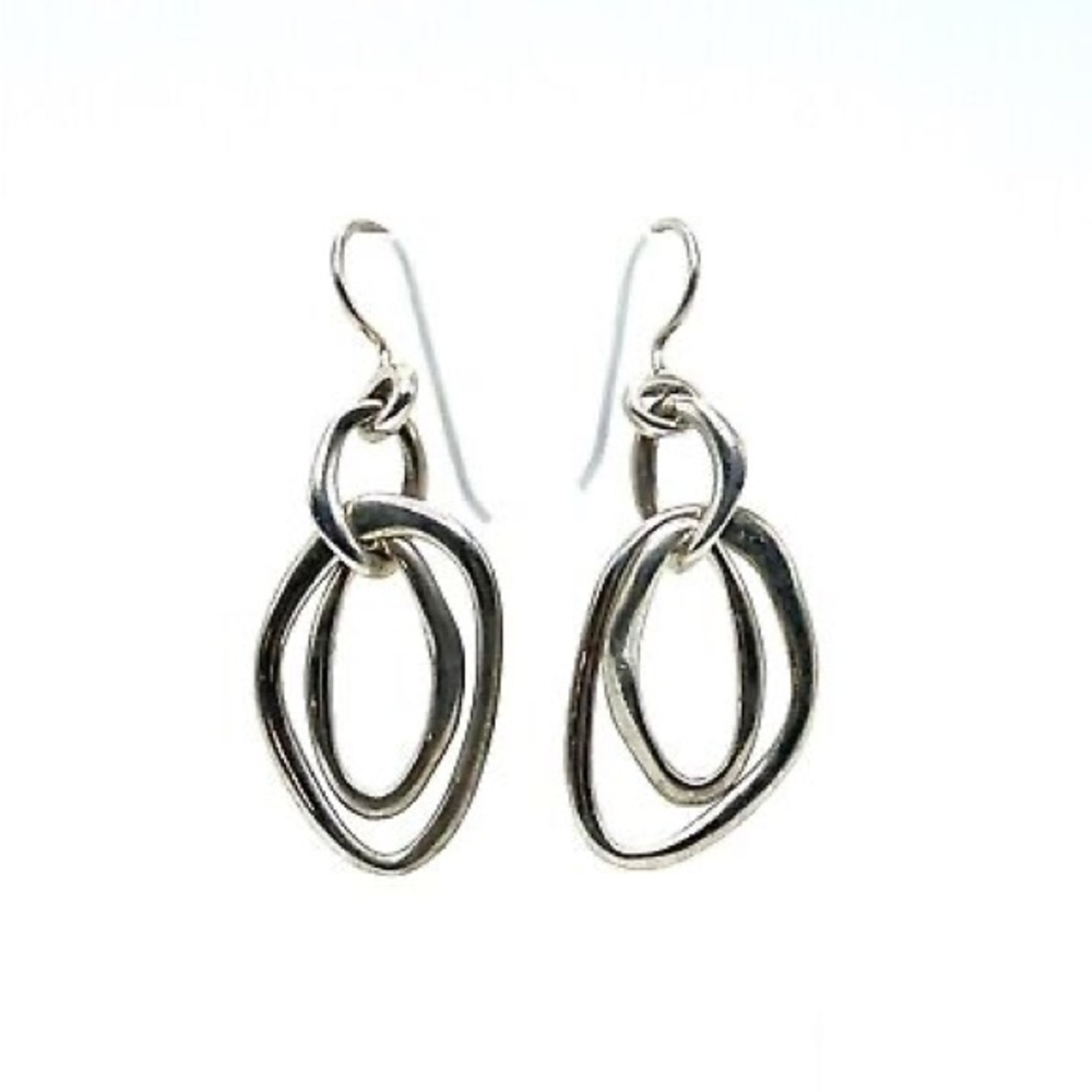 Silpada Sterling Modernist Interlocking Oval Dbl Hoop Intertwined Earrings W1487